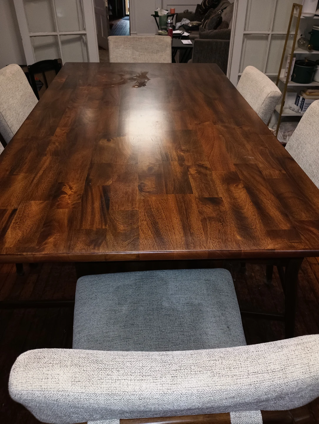 7 Piece Brown & Beige Solid Wood Upholstered 72'' Dining Set - photo 4