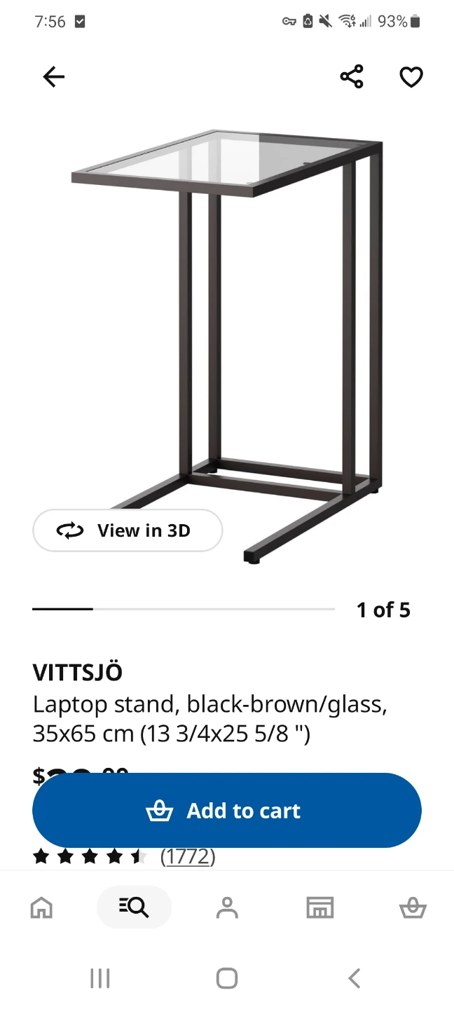 Glass and Metal Side Table/laptop stand - photo 2