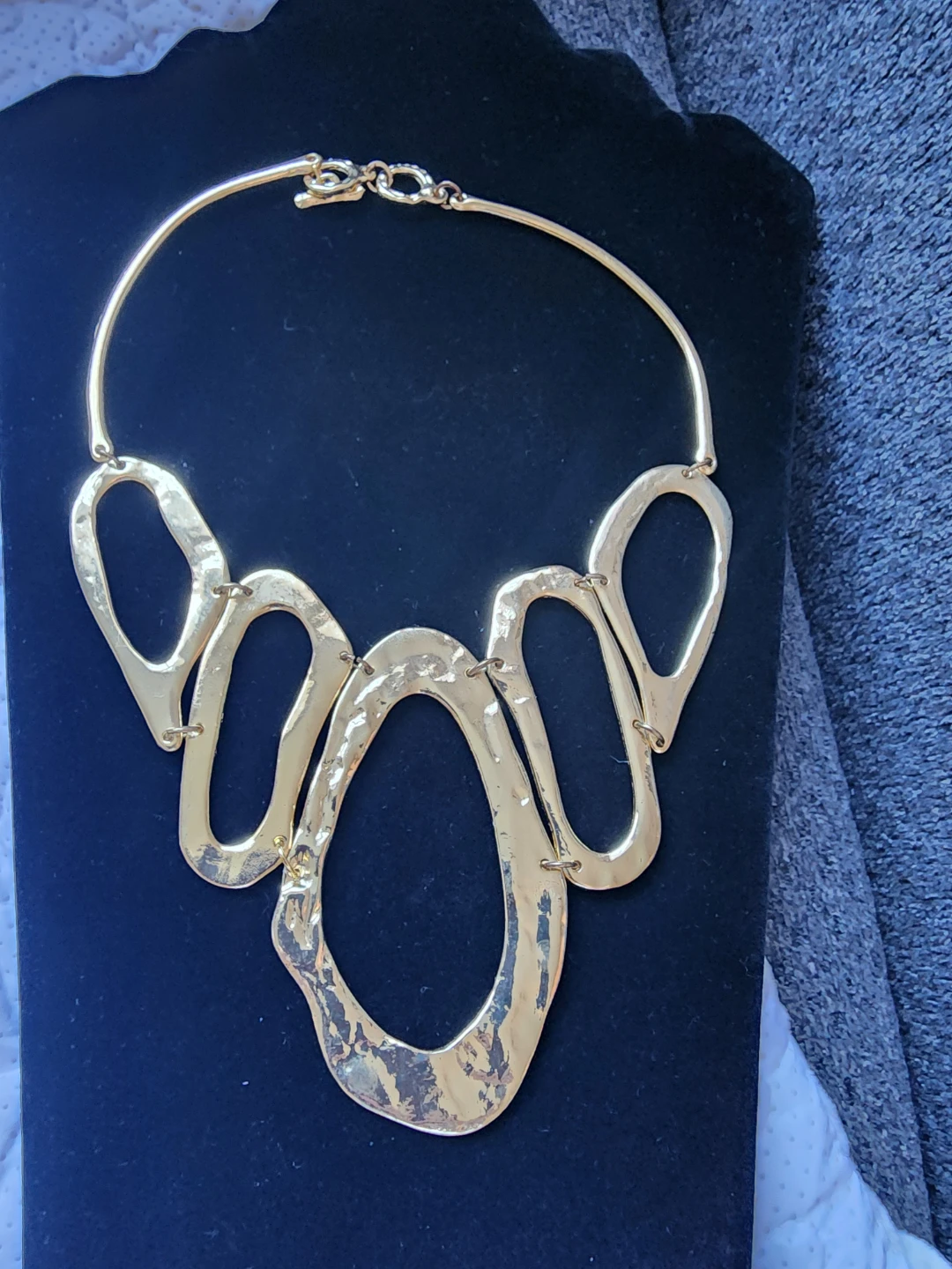 Gold-Tone Hammered Statement Necklace