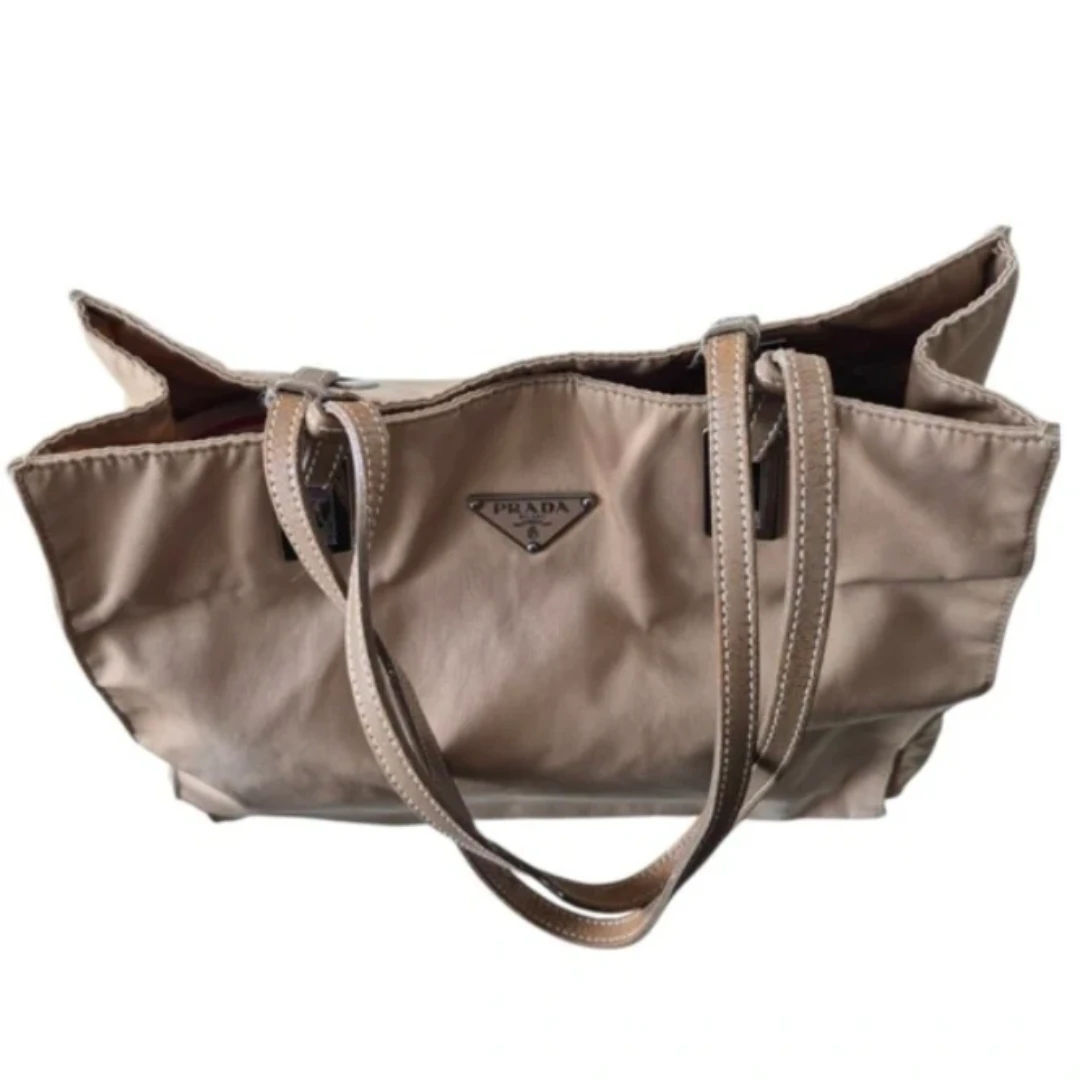 Prada Beige Nylon Leather Strap Tote Bag - photo 3