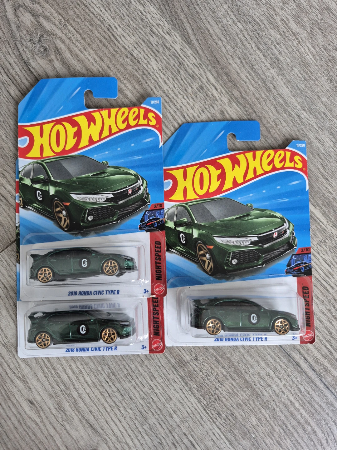 3 Hot Wheels 2018 Honda Civic Type R