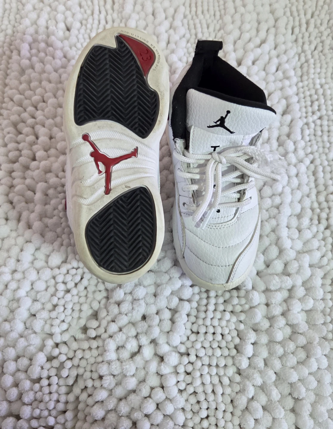 Nike Air Jordan 12 Retro White/Black/Red Youth Shoes - photo 3