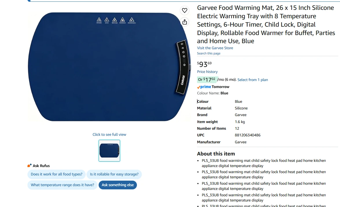 Large Premium  Silicone Food Warming Mat - photo 2
