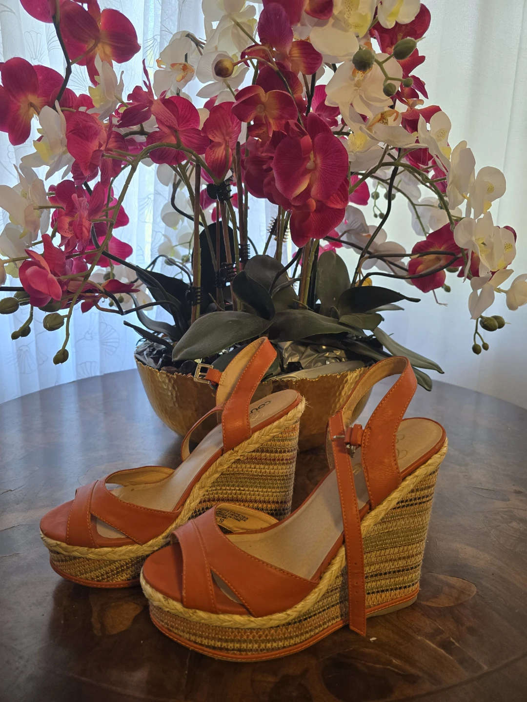 Cougar Orange Wedge Sandals Size 10