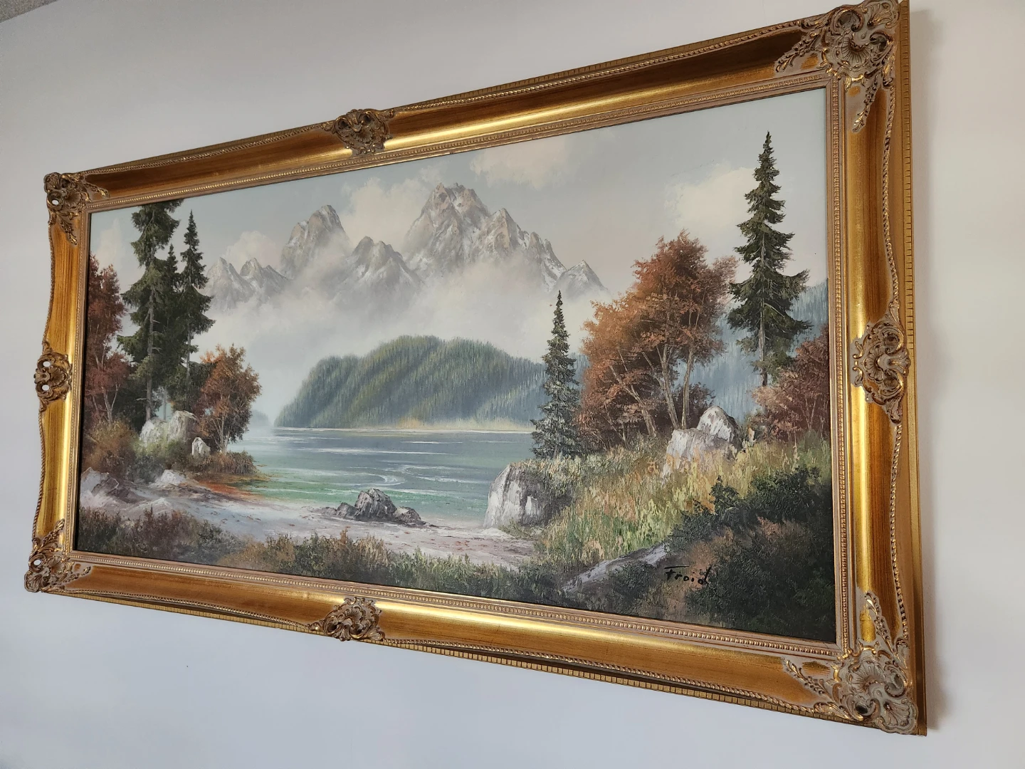 Landscape Oil Painting in Ornate Gold Frame - photo 4