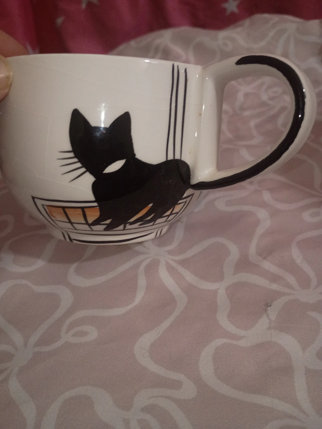 Black Cat Illustration Ceramic Mug