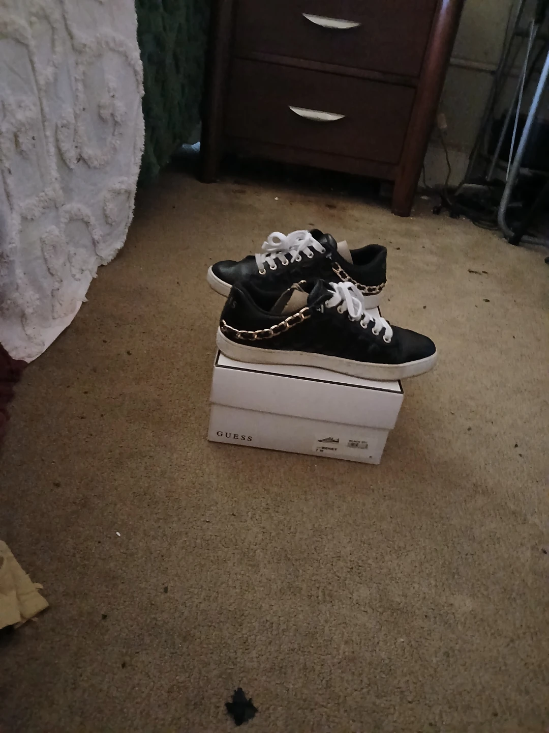 GUESS Black Quilted Sneakers with Chain Detail - photo 2