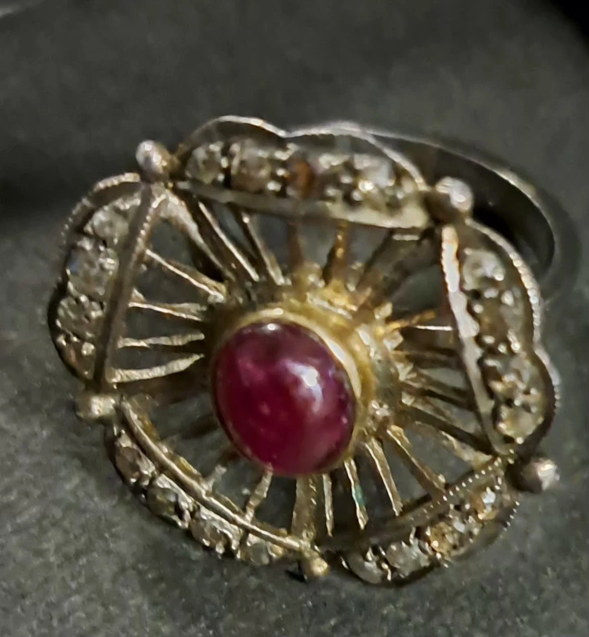 Vintage Style Ruby Red 925 stamped Ring - photo 3