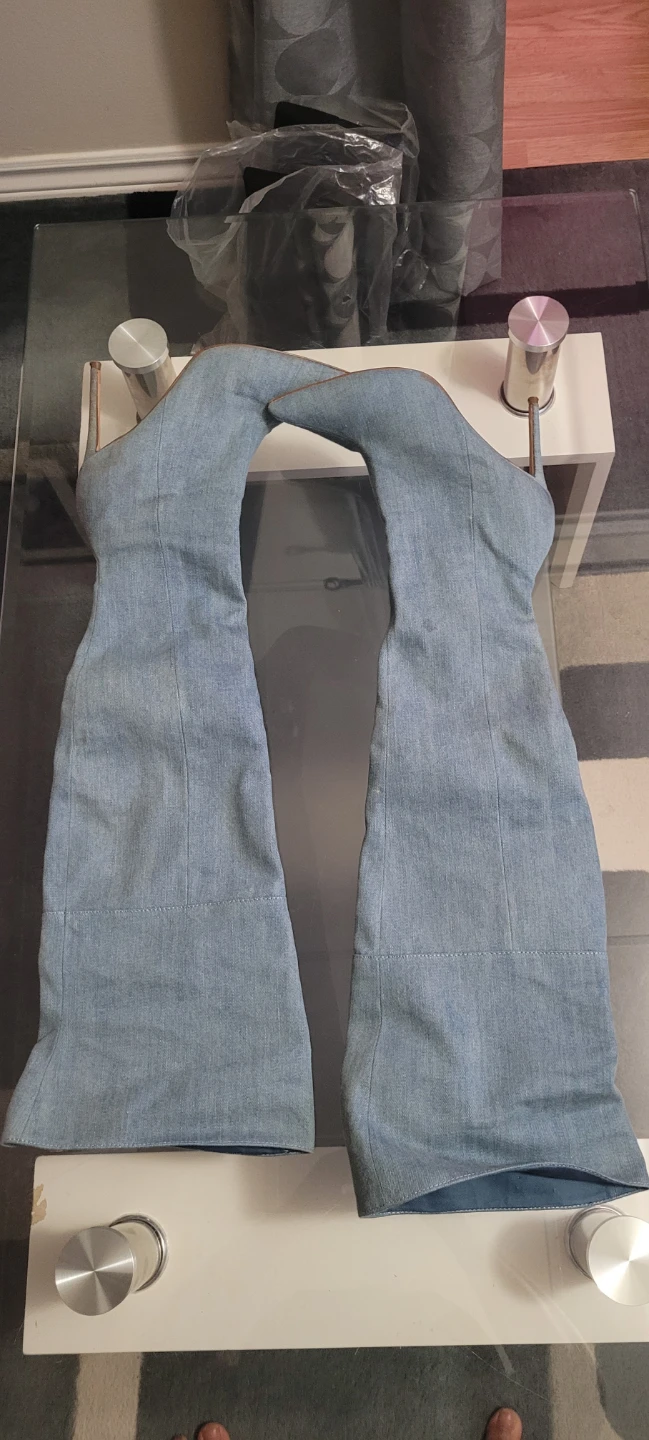 Light Wash Denim Over-the-Knee Boots - photo 3