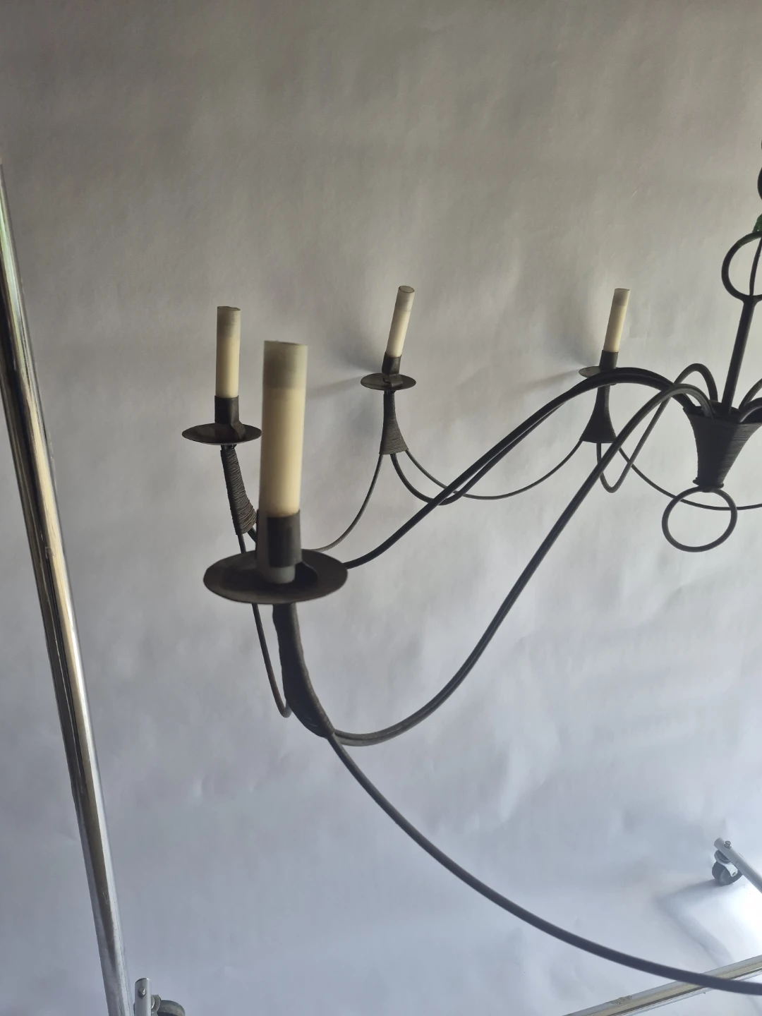 Antique 8 Bulb Rustic Hand Made Iron Chandelier From France - photo 5
