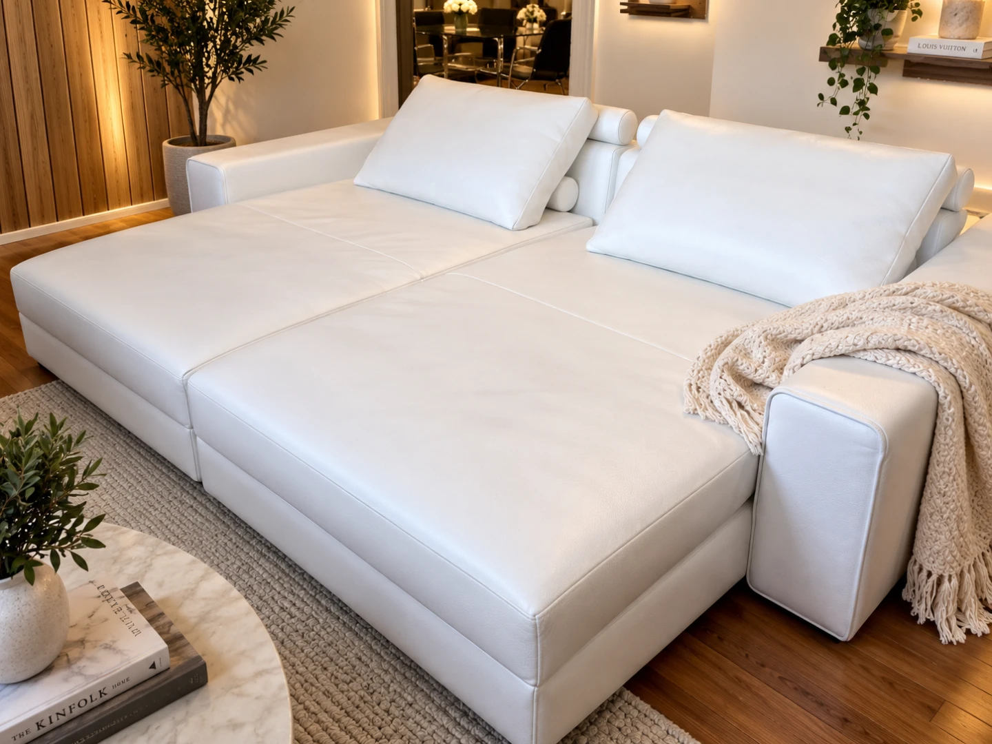 Austral White Modular Sectional Sofa with 2 Pillows - photo 2