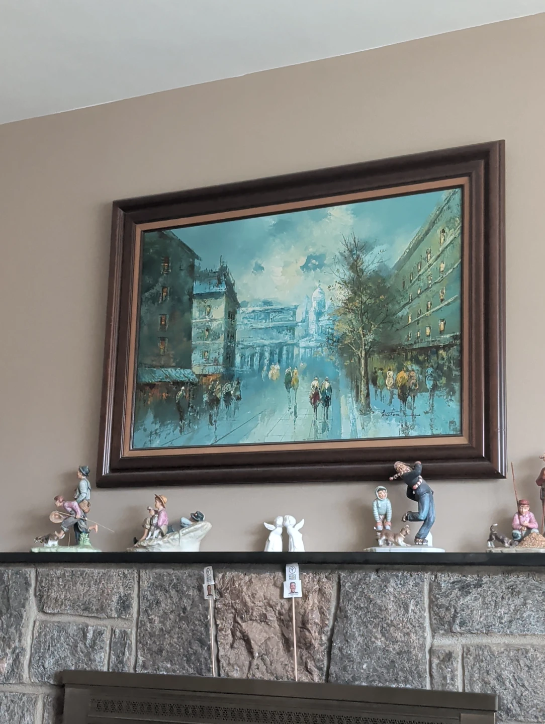 Vintage Paris Street Scene Oil Painting
