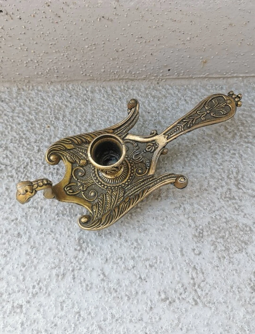 Vintage Italian Brass Phoenix Bird Chamberstick Candle Holder - photo 3