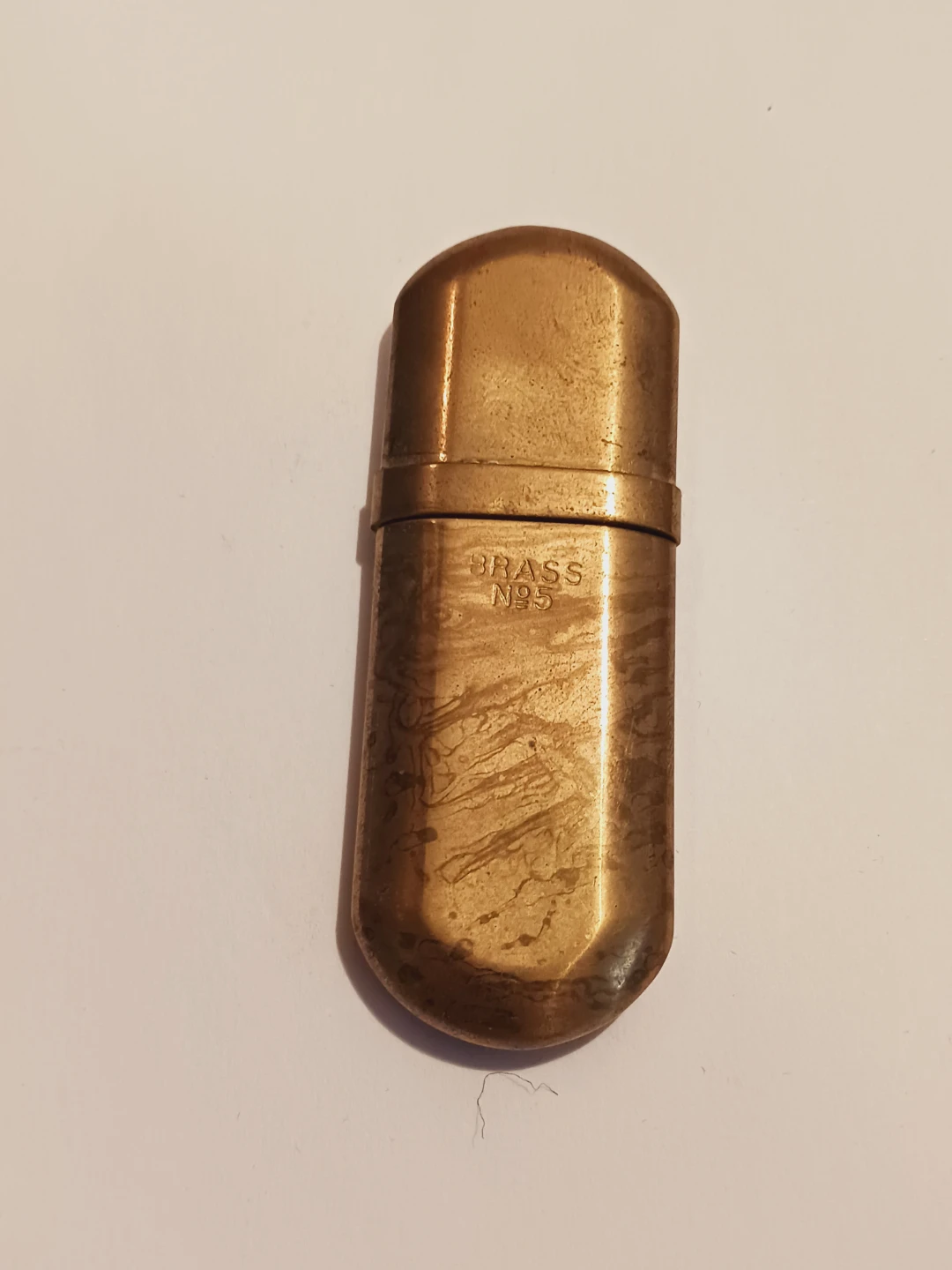 Cute Vintage Brass No. 5 Case Miniature Container - photo 2