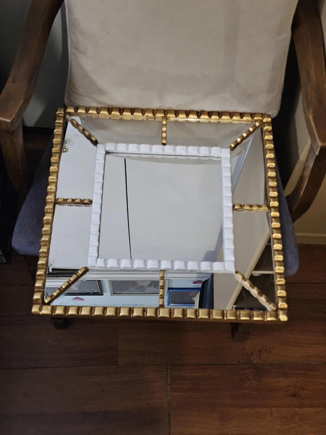 Decorative Gold and White Mirror
