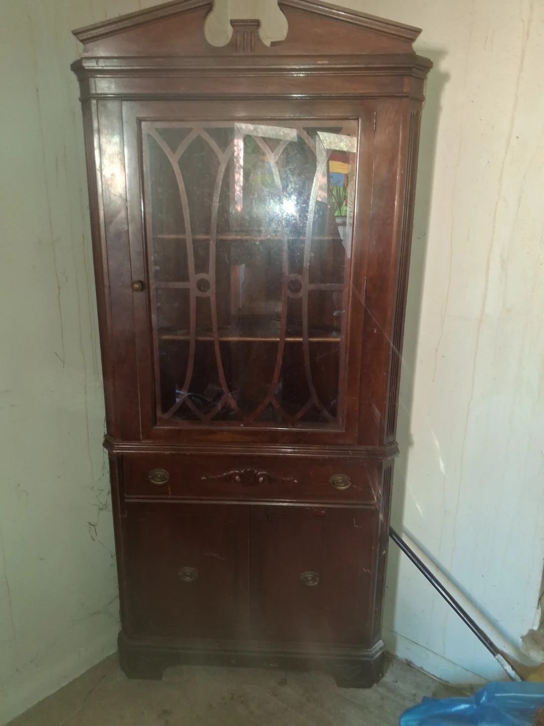 Vintage Wooden Corner Cabinet
