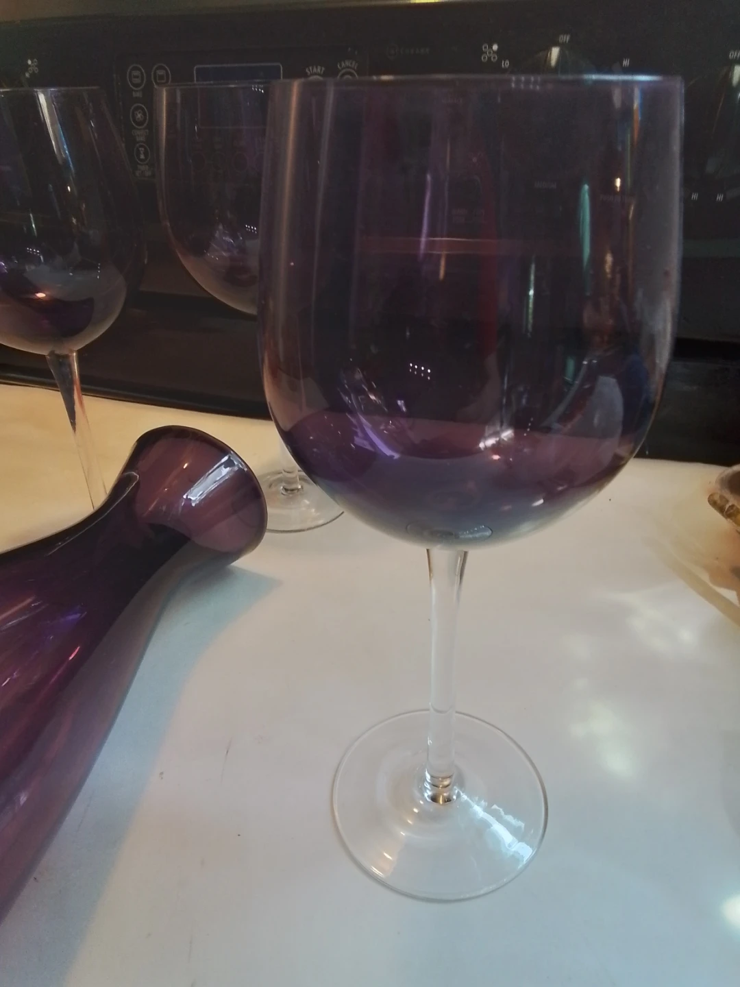 Vintage MCM Amethyst Art Glass 4-Pc Wine Set - photo 5