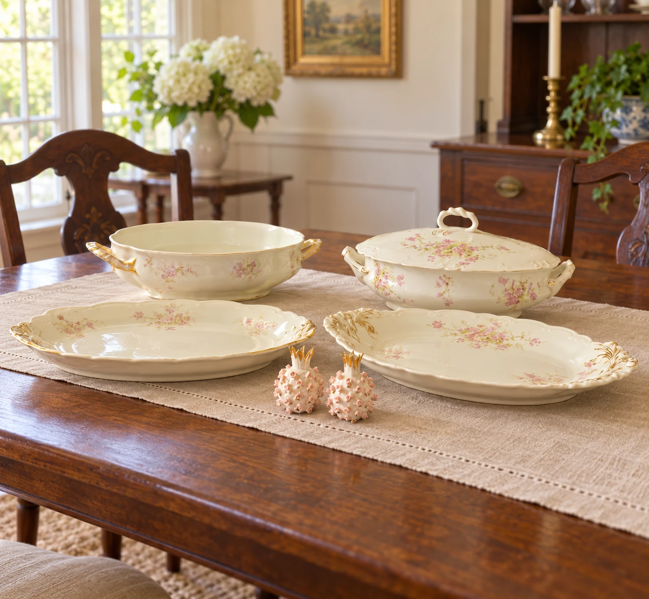 Vintage Floral  Haviland 1931  Porcelain Serving Set
