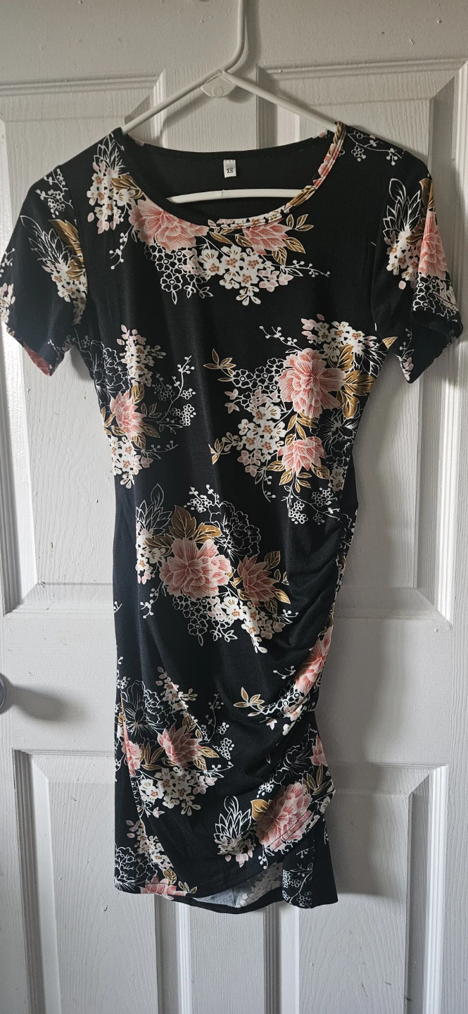 Black Floral Print Dress