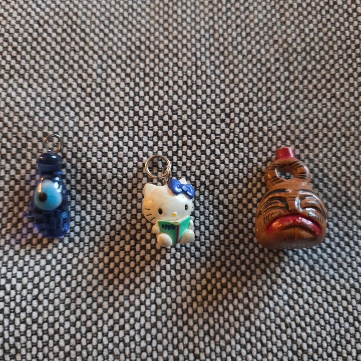 Set of 3 Charms: Hello Kitty, Blue Evil Eye, and  Jug