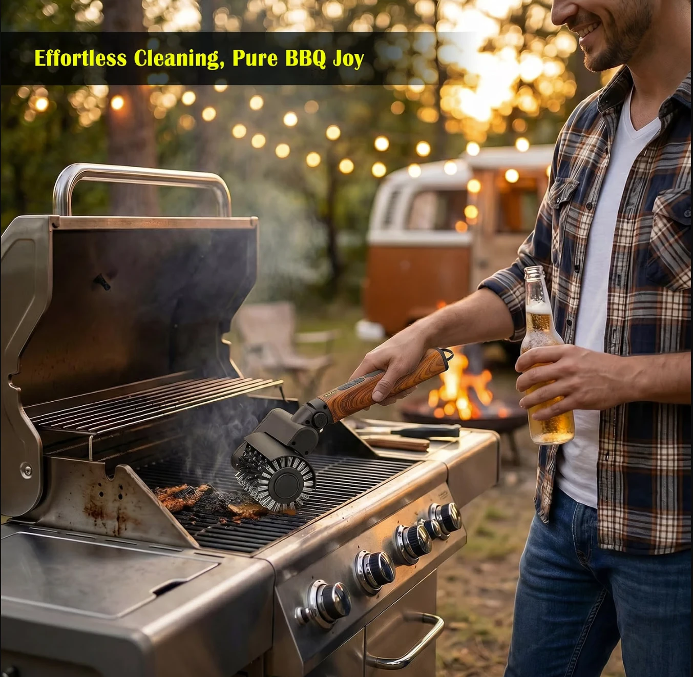 Electric BBQ Grill Brush with Interchangeable Heads - photo 5