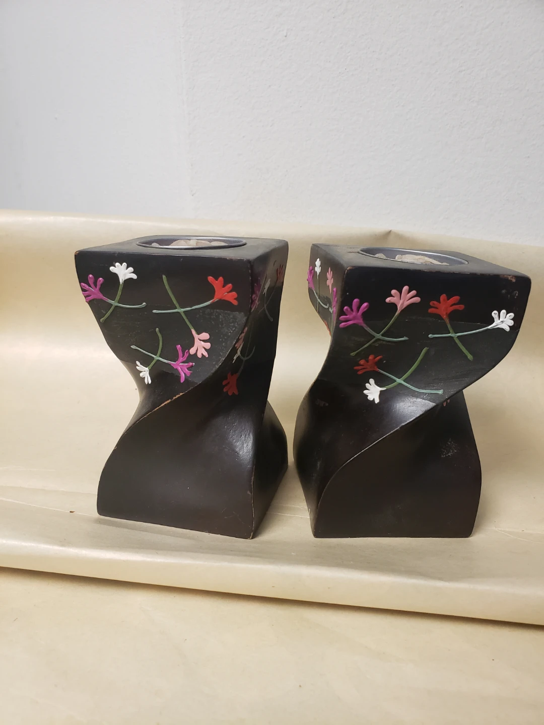 Pair of Gungwah Wood Candle Holders - photo 3