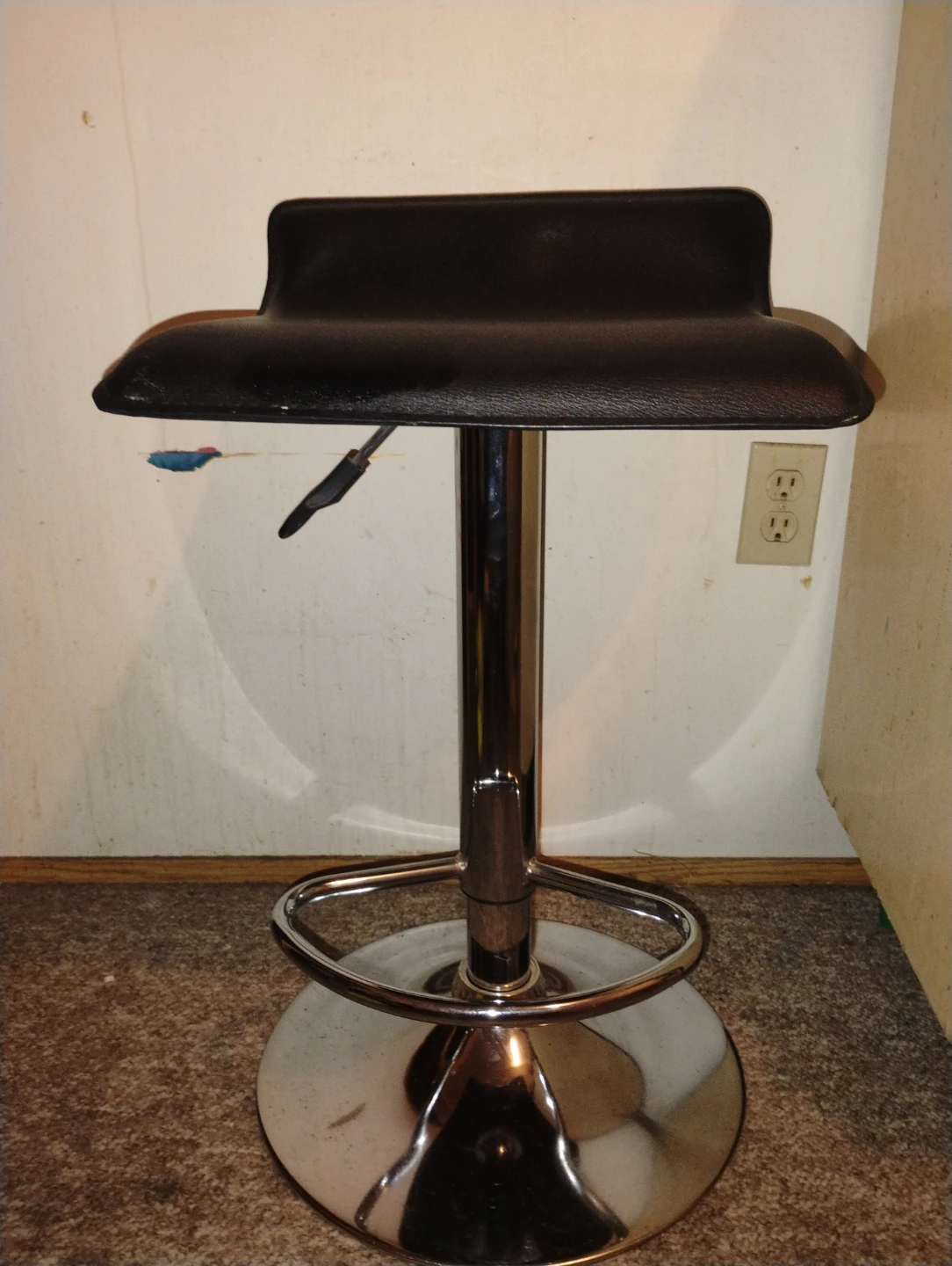Mini black leather stool