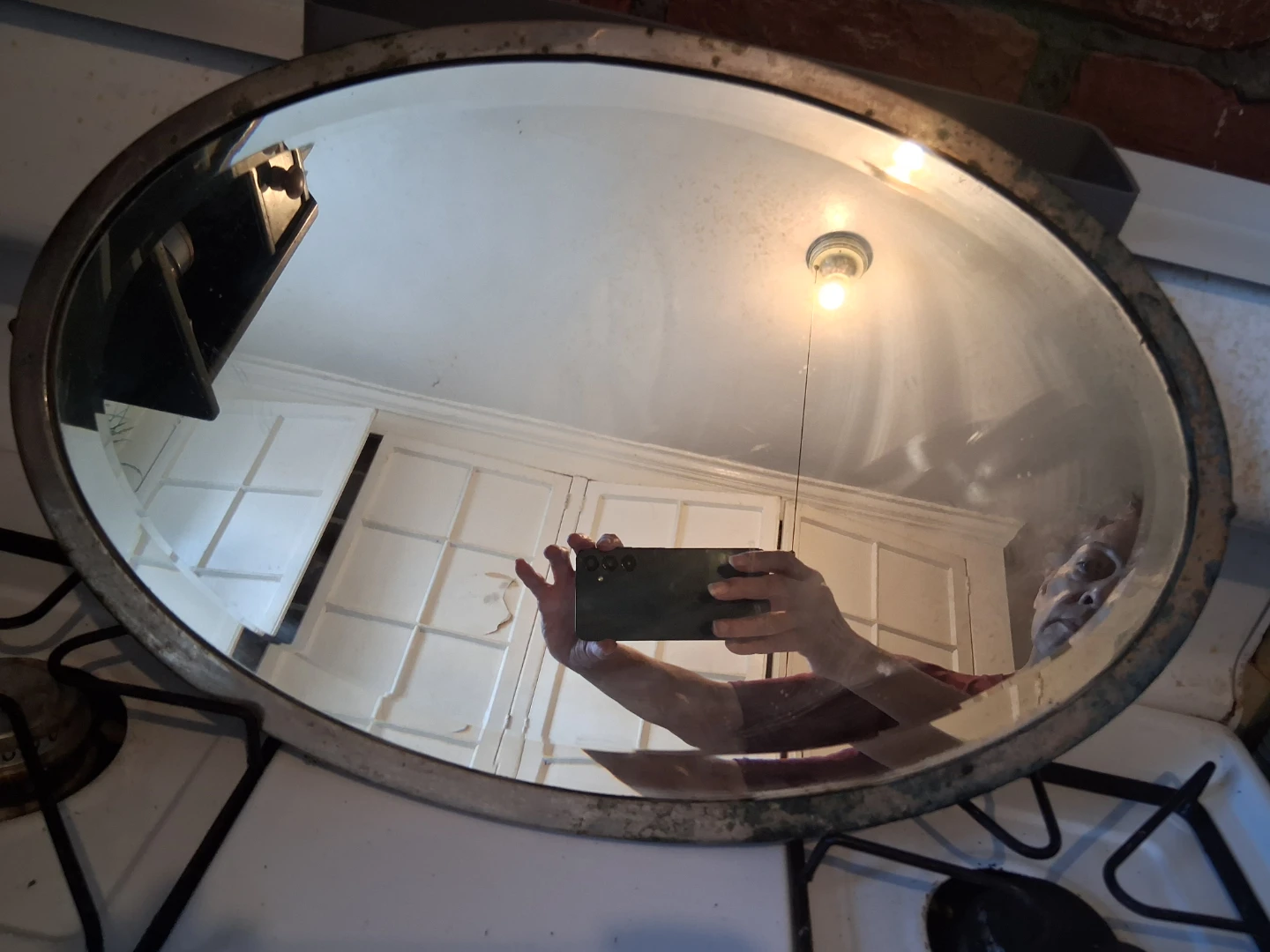 Vintage Oval Metal Wall Mirror - photo 2