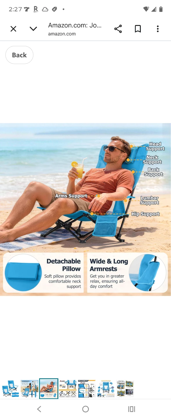 Joyfair High Back Beach Camping Chair, 2 Pack - photo 3