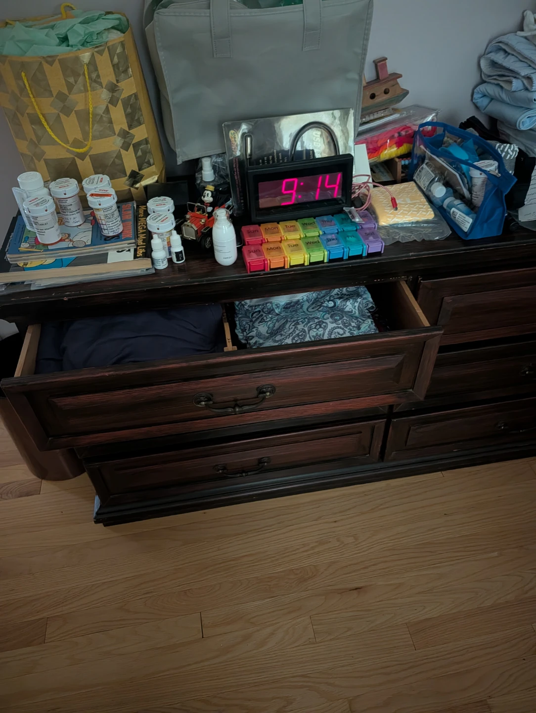 Dark Wood Six-Drawer Dresser