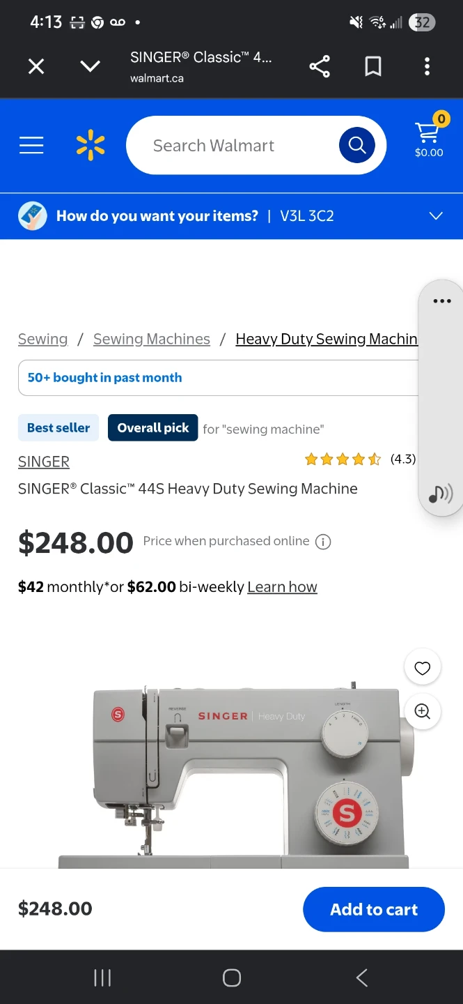 SINGER Classic 44S Heavy Duty Sewing Machine