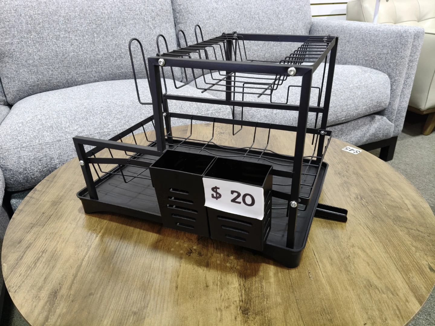 Black 2-Tier Dish Drying Rack with Utensil Holder