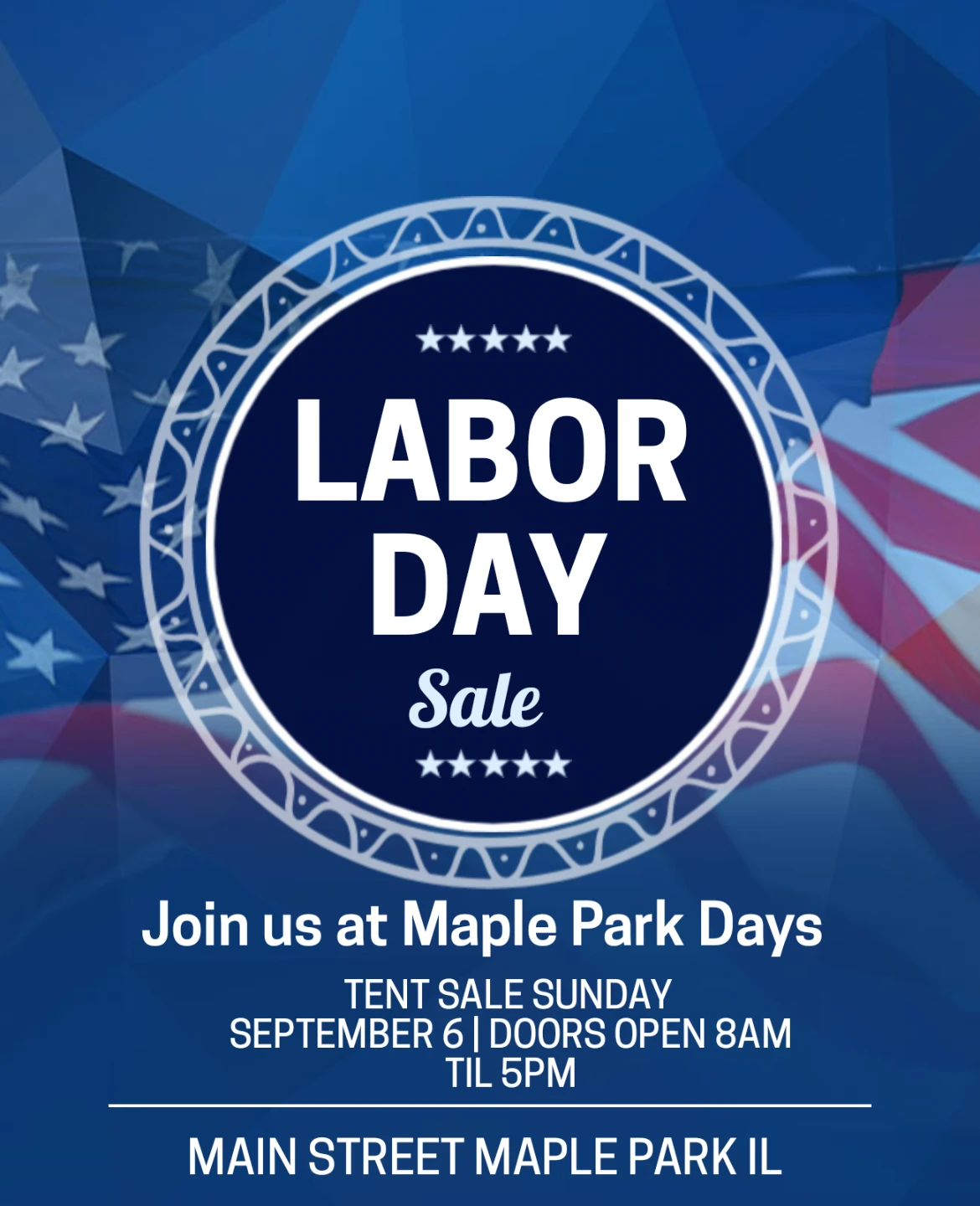 Maple Park tent sale