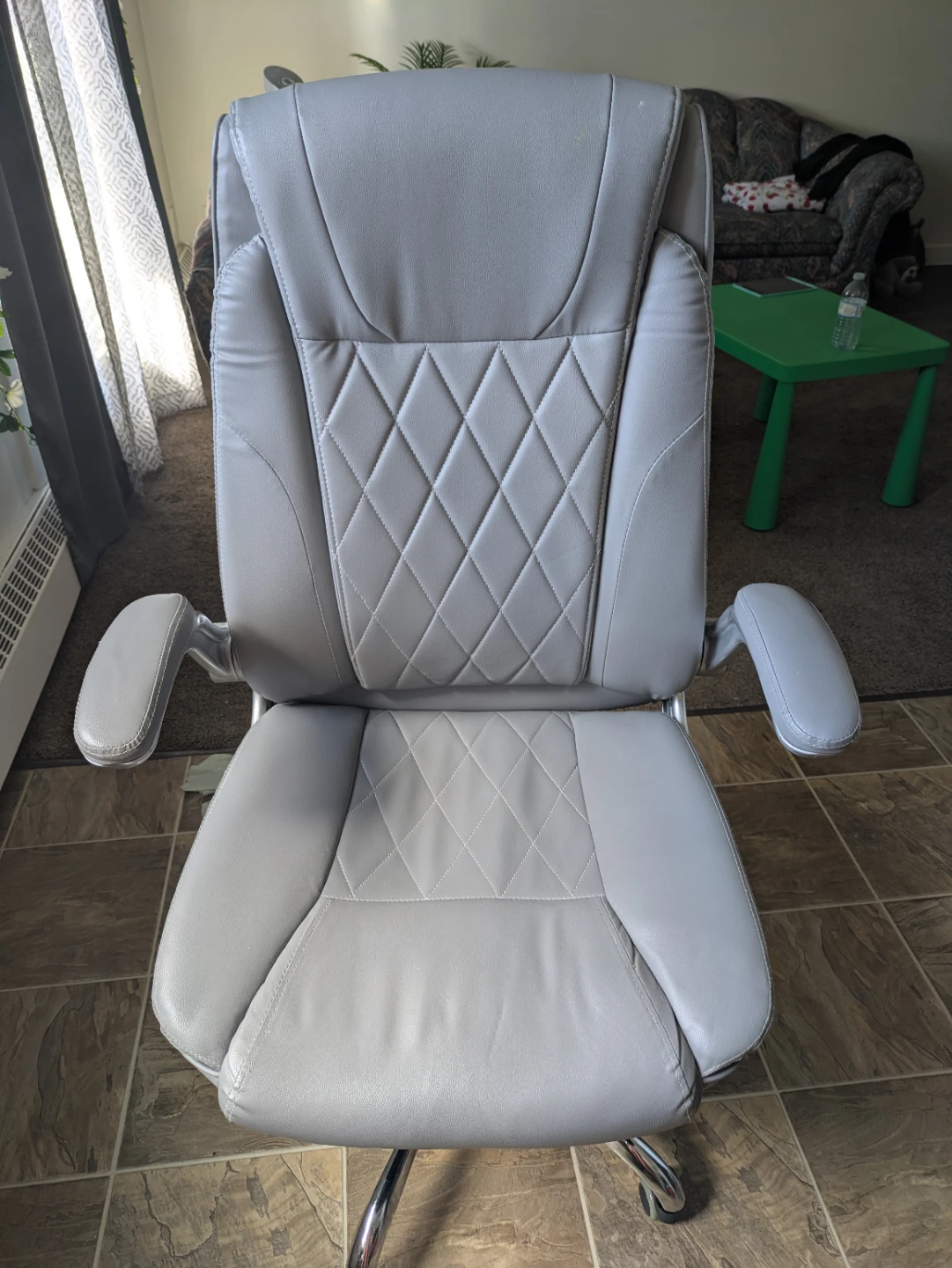 Grey Faux Leather Office Chair