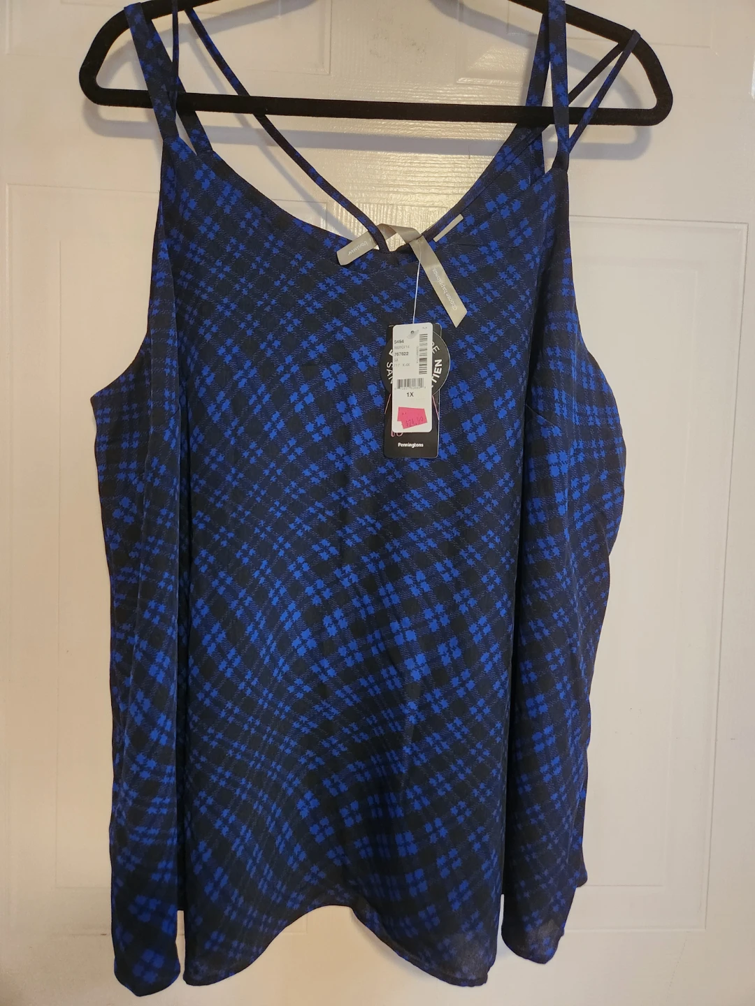 Penningtons Blue and Black Patterned Tank Top