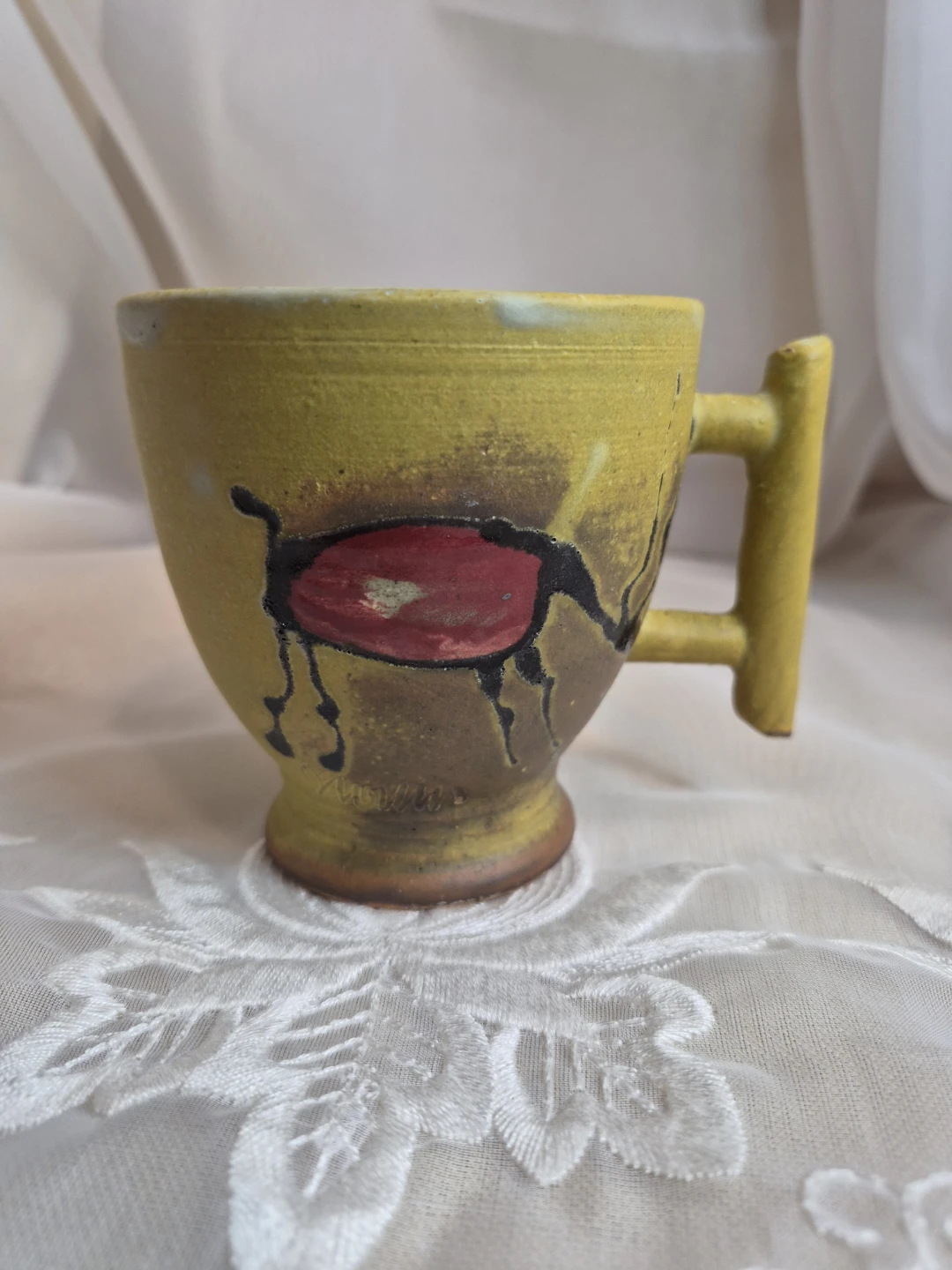 Beautiful Unique Vintage Signed Studio Art Pottery Mug