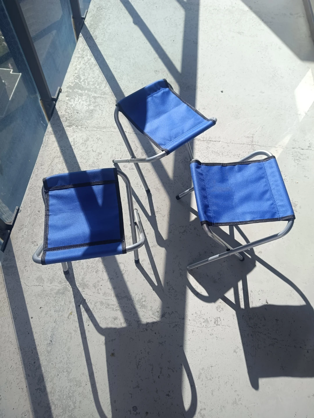 Set of 3 Blue Folding Stools