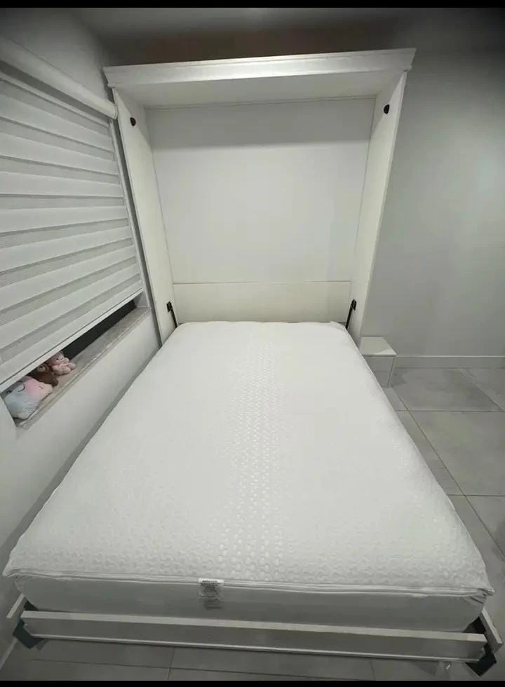White Murphy Bed with Black Handles - photo 2