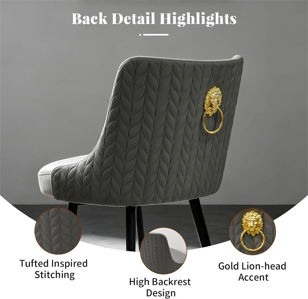 360-degree swivel bar stool with gold lion-head accent