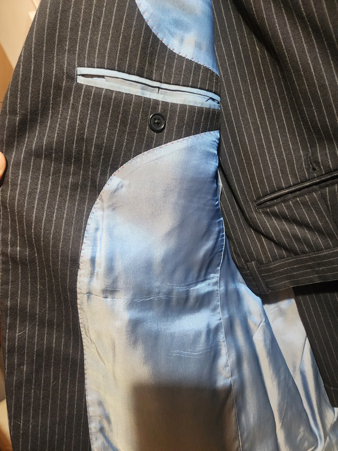 Super 100  Navy Blue Pinstripe Suit 42/36R - photo 4