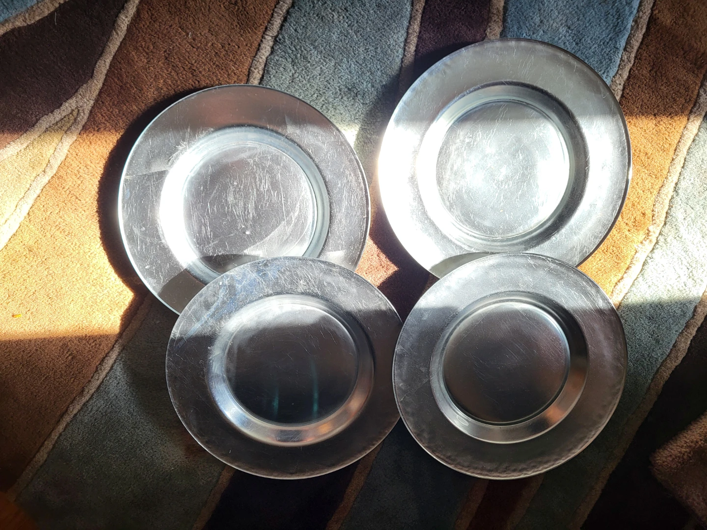 Set of 4 Silver-Tone Charger Plates