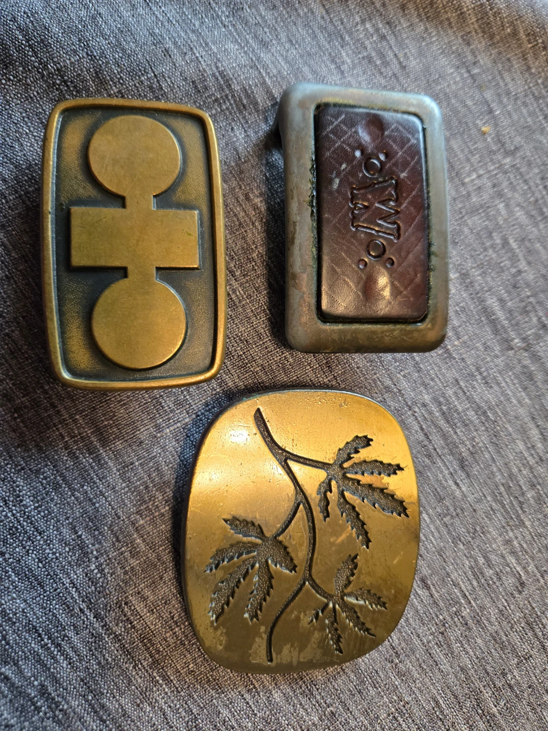Set of 3 Vintage Brass Belt Buckles