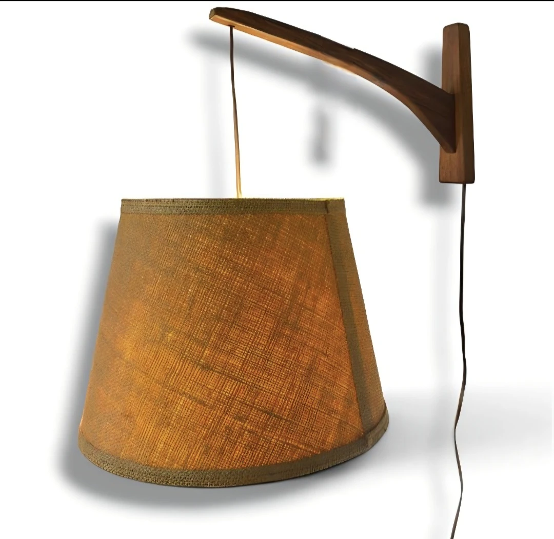 Vintage MCM Danish Teak Wall Sconces Lamp - photo 3