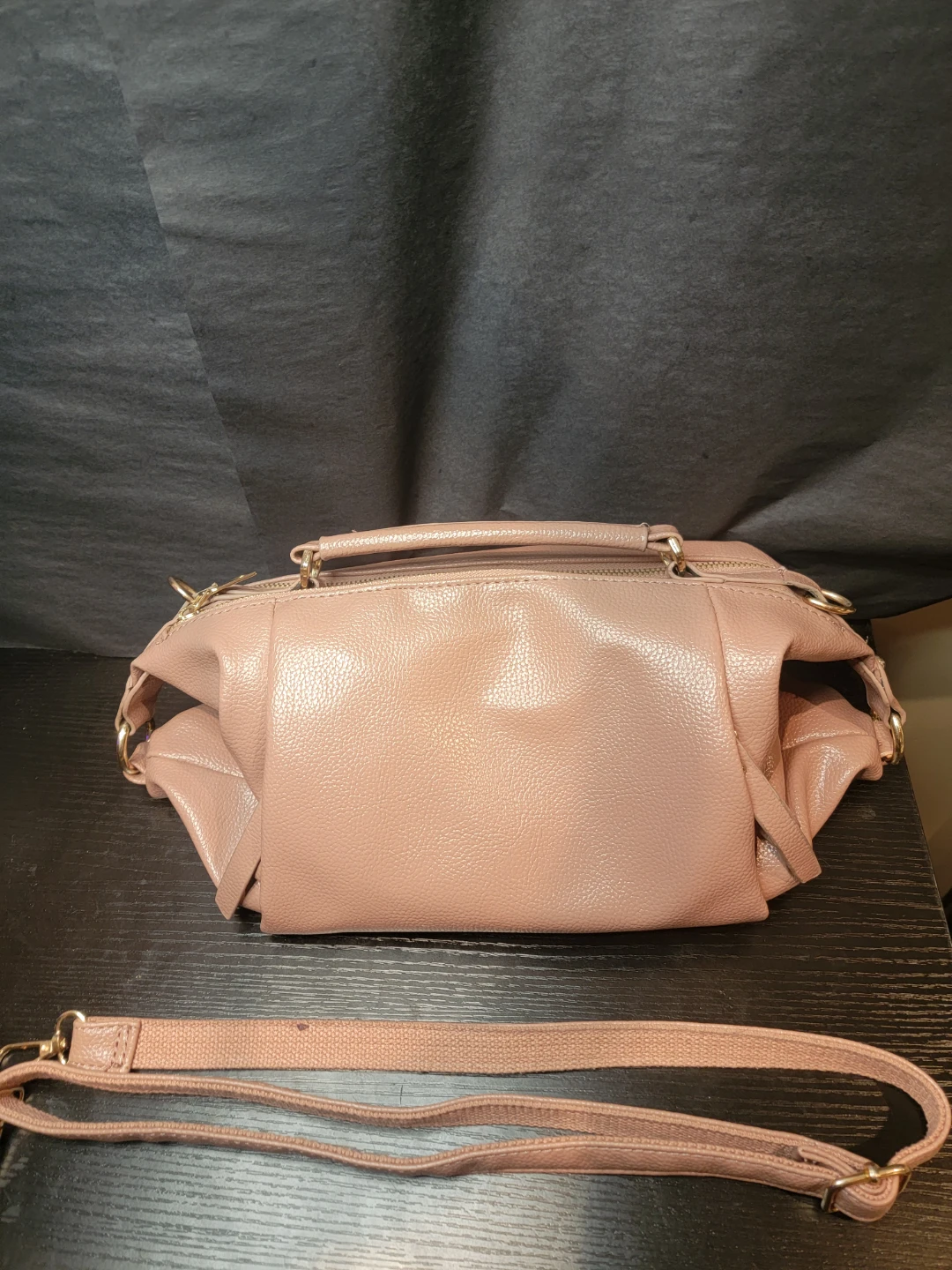 Pink Faux Leather Crossbody Bag
