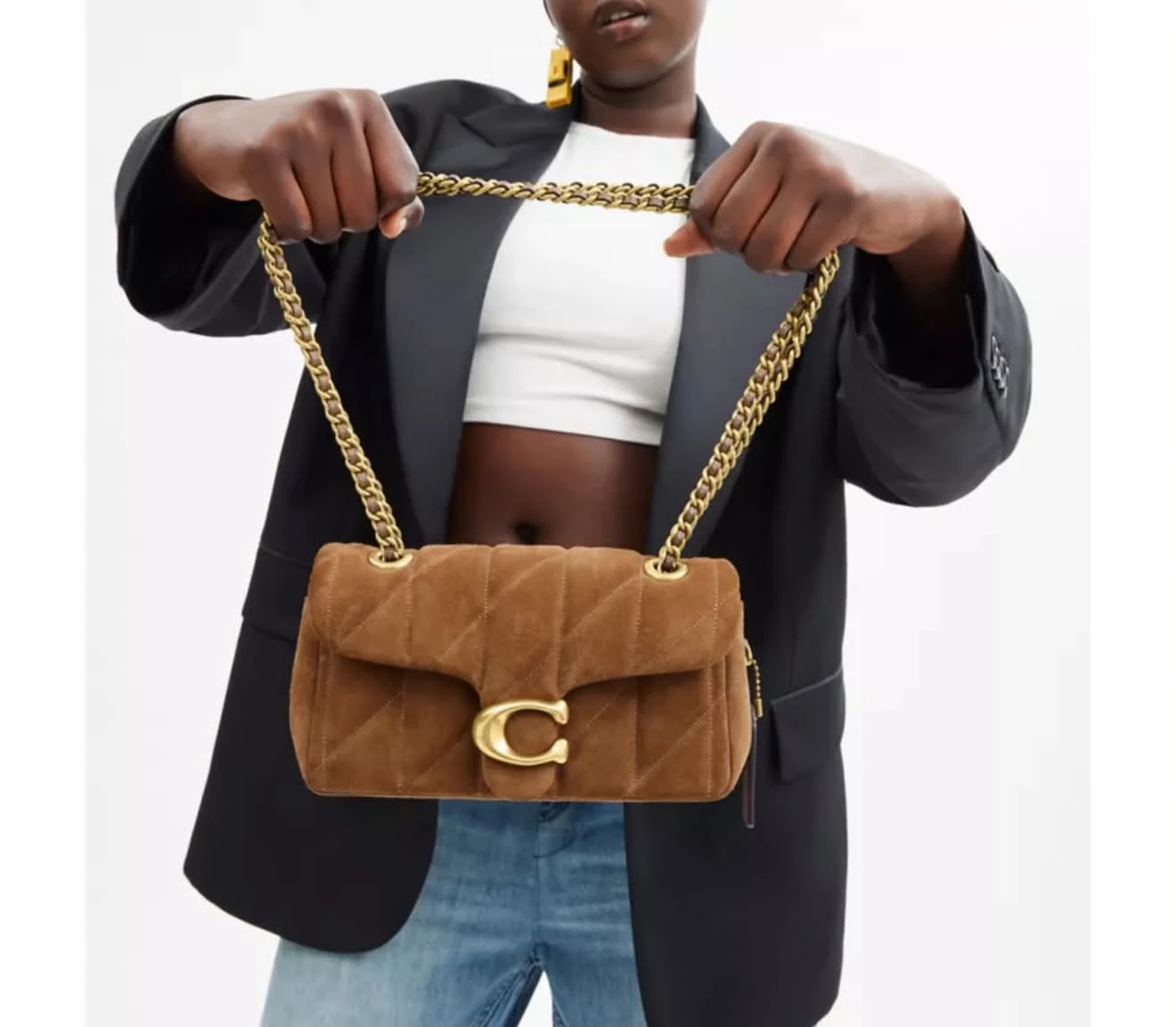 Coach Shoulder tan suede Bag