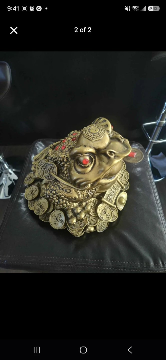 Large Feng Shui Money Toad / Three-Legged Wealth Frog Statue - photo 2