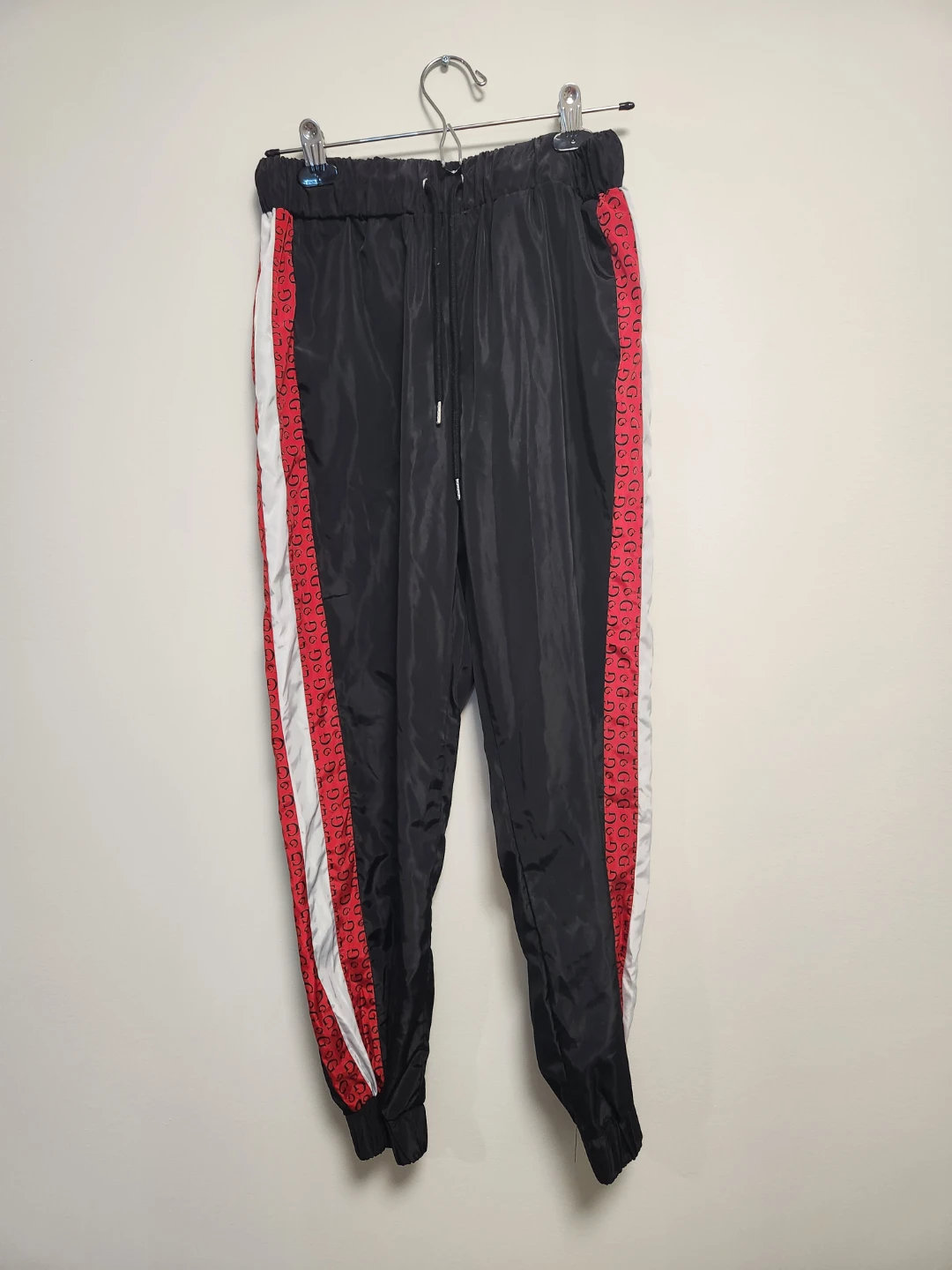 Guess Black windbreaker Joggers with Logo Stripe