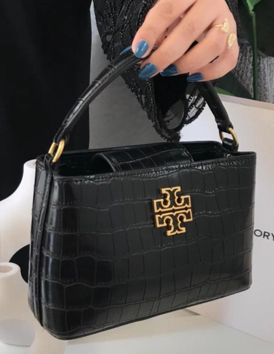 Tory Burch Black Crocs glossy Handbag