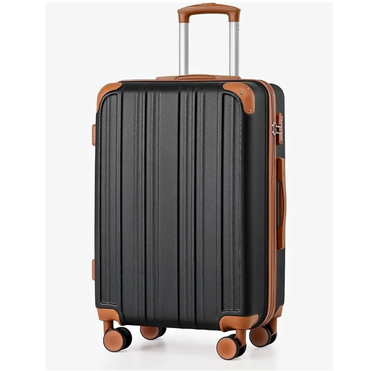 Black and Tan Spinner Carry-On Luggage