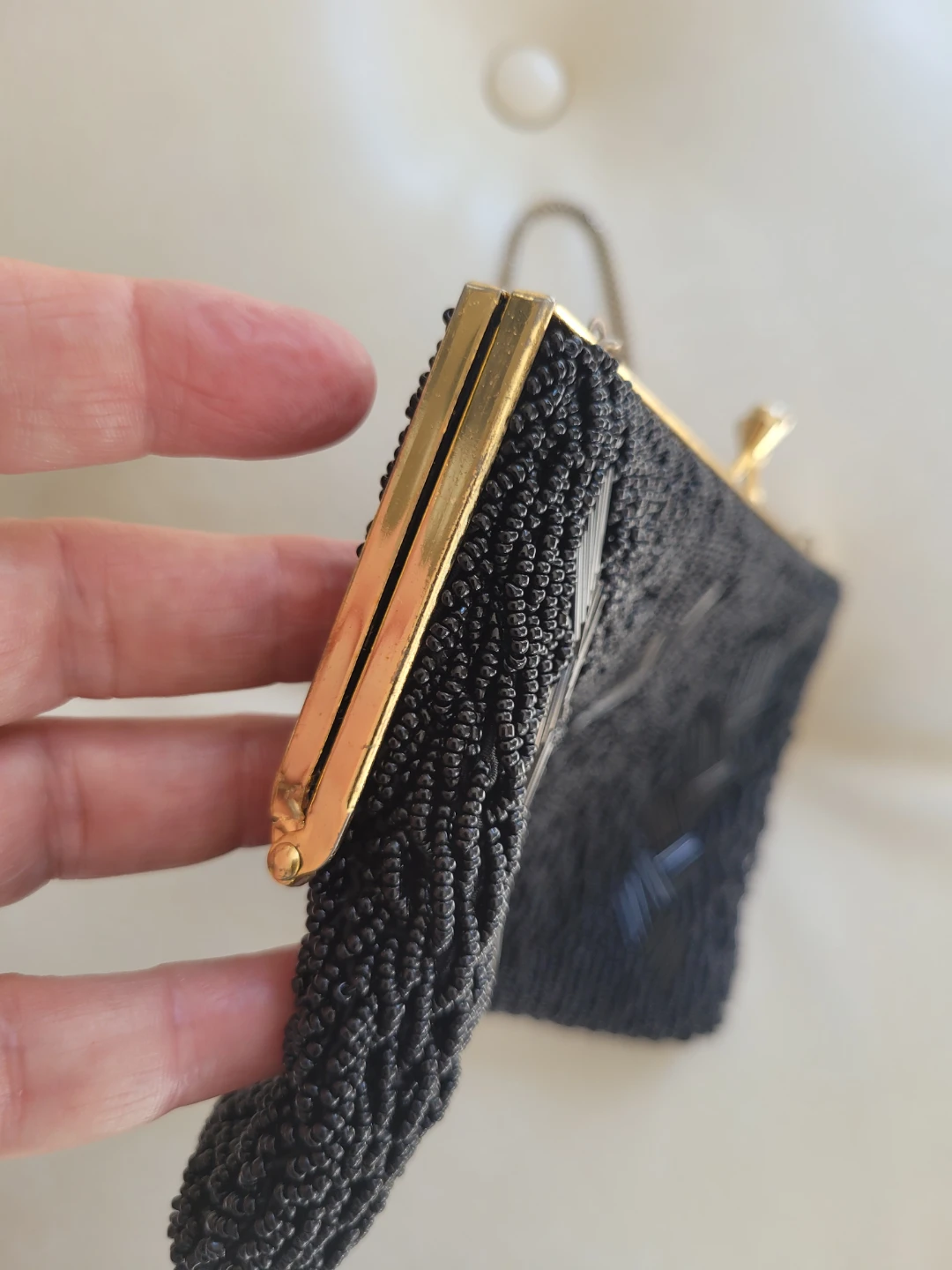 Vtg. Du Val Black Beaded Evening Bag - photo 4
